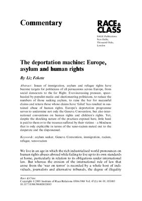 Fekete L. The deportation machine: Europe, asylum and human rights