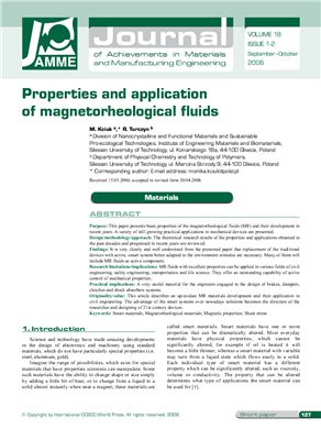 Kciuk M., Turczyn R. Properties and application of magnetorheological fluids