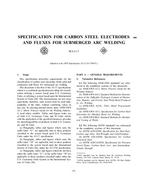 AWS A5.17/A5.17M-97/SFA-5.17 Specification for Carbon Steel Electrodes and Fluxes for Submerged Arc Welding (Eng)