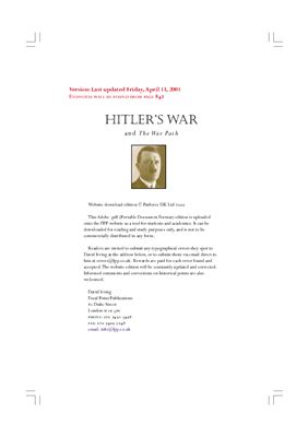 Irving David. Hitler's War and the War Path