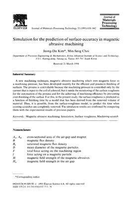 Kim J., Choi M. Simulation for the Prediction of Surface-Accuracy in Magnetic Abrasive Machining