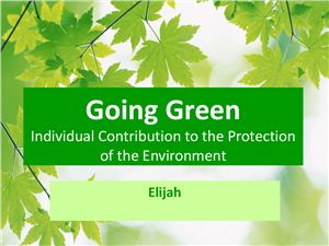 Going Green: Individual Contribution to the Protection of the Environment