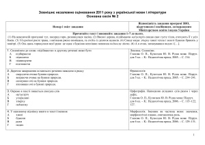 ЗНО 2011. Тест з української мови і літератури (2 сесія)