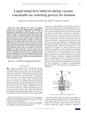 Liquid metal flow behavior during vacuum consumable arc remelting process for titanium