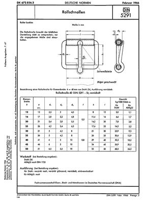 DIN 5291 1966. Rollschnallen (deutsch). Пряжки металлические с роликами (нем.). Изм.2