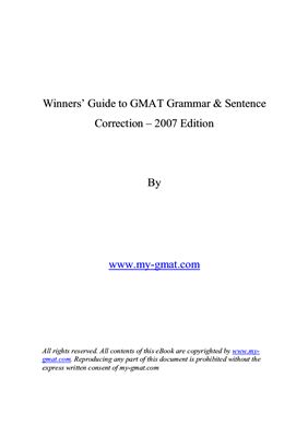 Winners' Guide to GMAT Grammar &amp; Sentence Correction