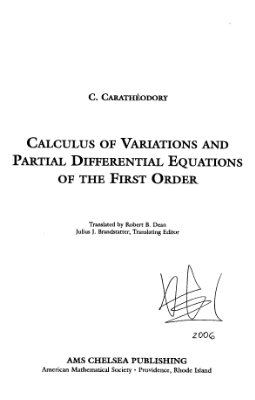 Caratheodory C. Calculus of Variations and Partial Differential Equations of First Order