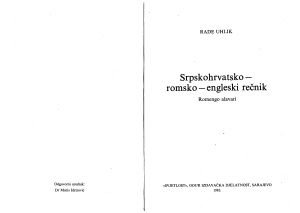 Uhlik R. Srpskohrvatsko-romsko-engleski rječnik