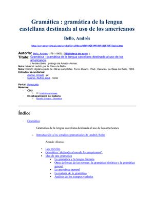 Bello A. Gramática de la lengua castellana destinada al uso de los americanos