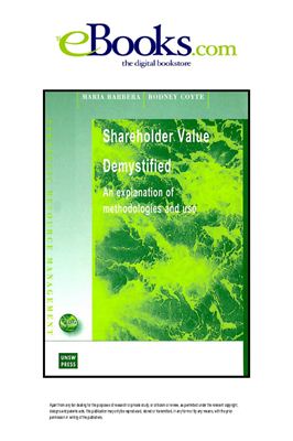 Barbera M., Coyte R. Shareholder Value Demystified: An Explanation of Methodologies and Use