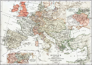 Europe illustrating the Wars of the French Revolution and Napoleon's Wars, 1715-1830 / Европа, войны французской революции и Наполеона, 1715-1830