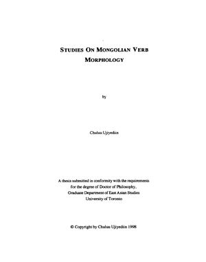 Chuluu U. Studies on Mongolian verb morphology