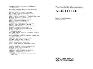 Barnes J. The Cambridge Companion to Aristotle