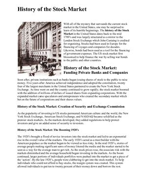 History of the Stock Market