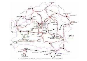 Карта-схема электрических сетей 220-750 кВ Беларуси