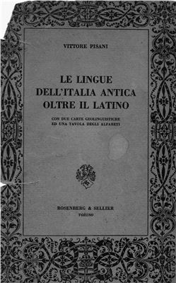 Pisani Vittore. Le lingue dell' Italia antica oltre il latino