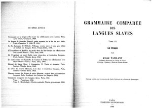 Vaillant A. Grammaire comparée des langues slaves (le verbe, tome III)