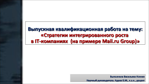 Стратегии интегрированного роста в IT-компаниях (на примере Mail.ru Group)