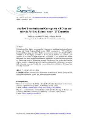 Shadow Economies and Corruption All Over the World: Revised Estimates for 120 Countries
