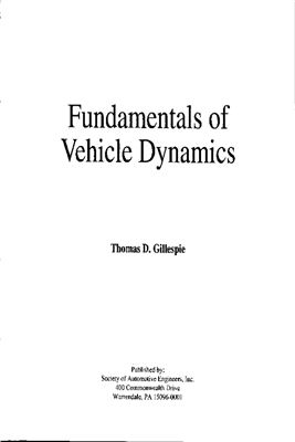 Gillespie T.D. Fundamentals of Vehicle Dynamics