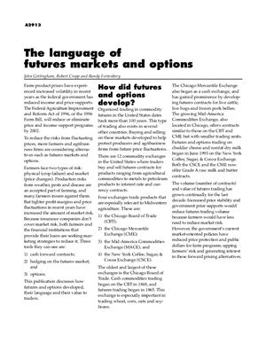 John Cottingham, Robert Cropp and Randy Fortenbery. The language of futures markets and options