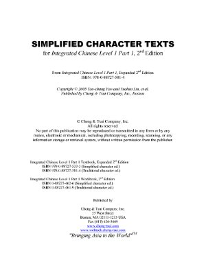 Tao-chung Yao, Yuehua Liu. Simplified character texts or Integrated Chinese Level 1 (Part 1, 2)