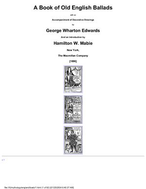 Wharton George Edwards. A Book of Old English Ballads