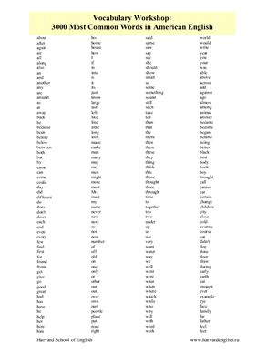 3000 Most Common Words in American English
