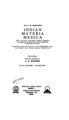 Nadkarni K.M. Indian Materia medica. Vol.2