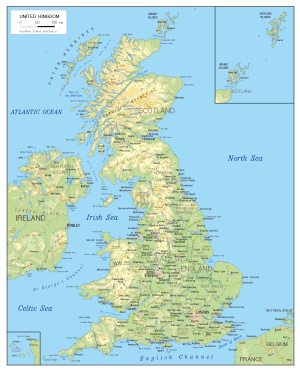 Великобритания. Физическая карта