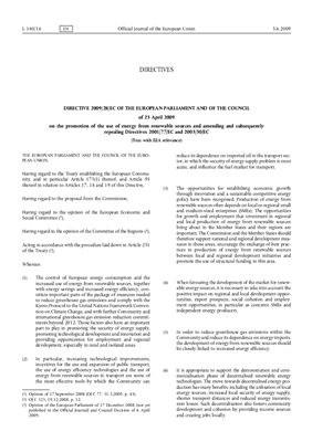 Директива ЕС 2009/28/ЕС по стимулированию использования энергии из возобновляемых источников энергии (ВИЭ)
