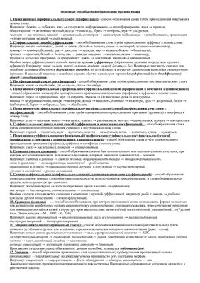 Основные способы словообразования русского языка