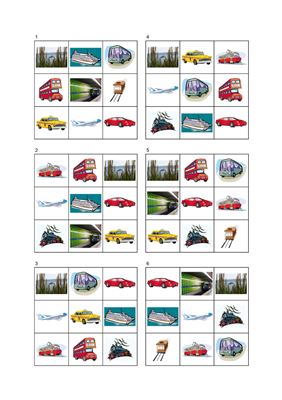 Bingo cards 'means of transport'