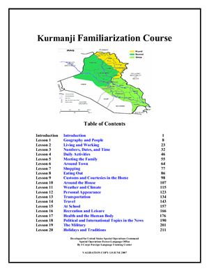 Kurmanji Familiarization Course