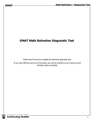 GMAT MathRefresher DiagnosticTest