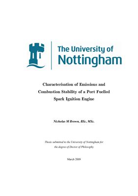 Brown N.M. Characterisation of Emissions and Combustion Stability of a Port Fuelled Spark Ignition Engine