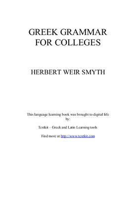 Herbert Weir Smith. Greek language for colleges