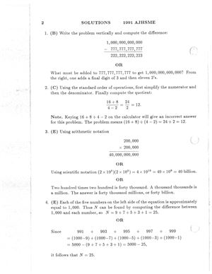 American Mathematics Contest 8 (AMC 8) 1991