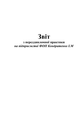 Звіт з переддипломної практики на підприємстві ФОП Кондратенко І.М