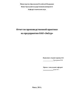 Григорьева Е.М. Отчет по практике на ТЭЦ