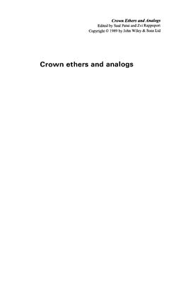 Patai S., Rappoport Z. (eds.) Crown ethers and analogs [The chemistry of functional groups]