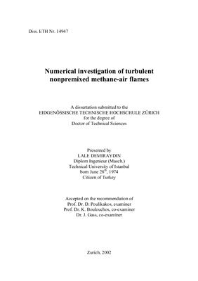 Demiraydin L. Numerical Investigation of Turbulent Nonpremixed Methane-air Flames