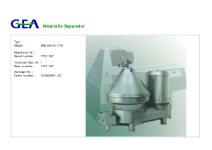 Инструкция сепаратора Westfalia RSE 200-01-776 (для жира)
