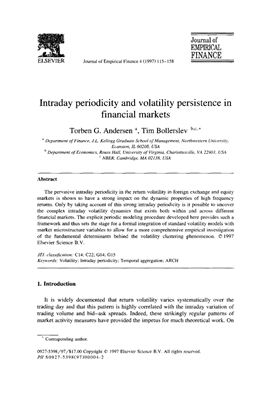 Andersen Torben G., Bollerslev Tim. Intraday periodicity and volatility persistence in financial markets