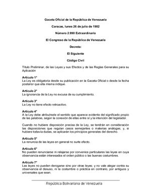 Código Civil de la República de Venezuela de 1982