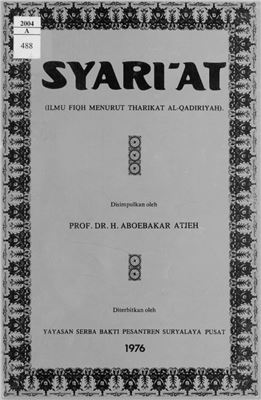 Atjeh Aboebakar H. Syari'at: Ilmu Fiqh Menurut Thatikat al-Qadiriyah