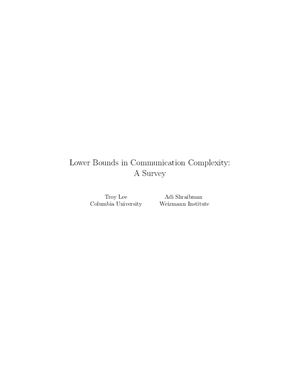Lee T., Shraibman A. Lower Bounds in Communication Complexity: A Survey