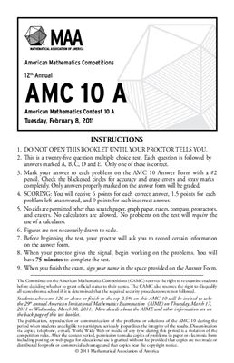 American Mathematics Contest 10A (AMC 10) 2011
