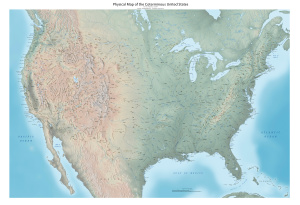 США. Карта рельефа. (Physical Map of the Coterminous United States)