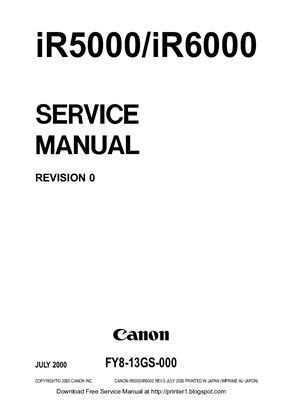Canon iR5000/iR6000. Service Manual